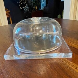 MCM Lucite Domed Cheese or Butter Keeper with Metal Bottom Insert